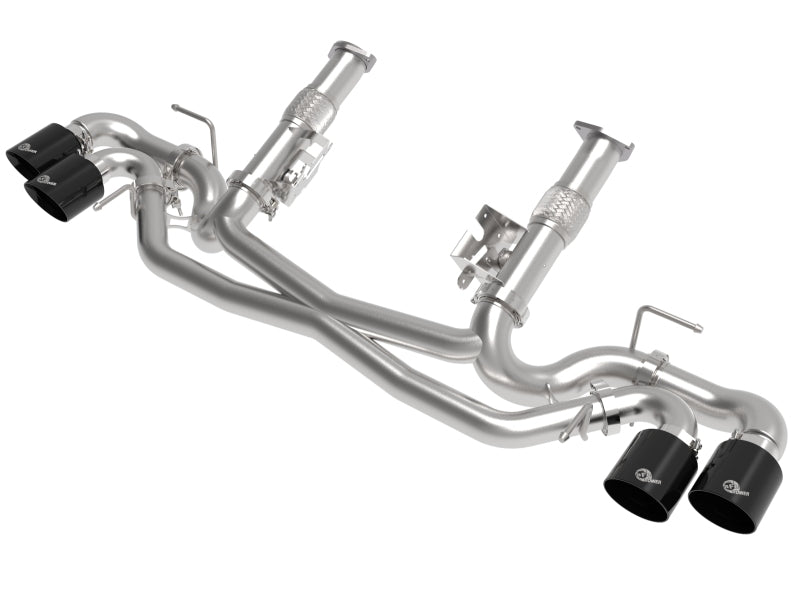 aFe MACH Force-Xp 3in to 2-1/2in 304SS Cat-Back (No Muff.) 2020 Chevy Corvette (C8) 6.2L - Black Tip