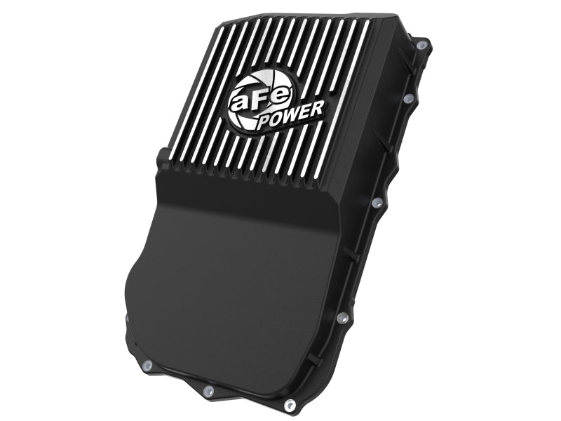 aFe 18-25 Jeep Wrangler JL V6 Transmission Pan - Black w/ Machined Fins
