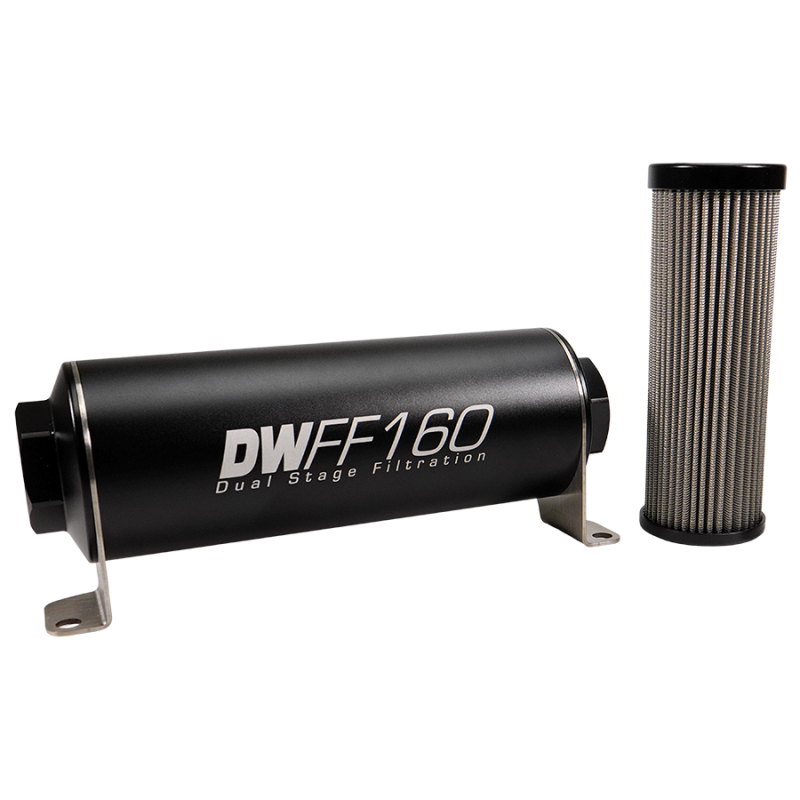 DeatschWerks Stainless Steel 10AN 100 Micron Universal Inline Fuel Filter Housing Kit (160mm)