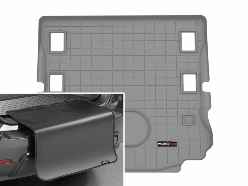 WeatherTech 2018+ Jeep Wrangler JK Cargo Liners w/Bumper Protector - Grey (w/Alpine Prem 9-Speakers)