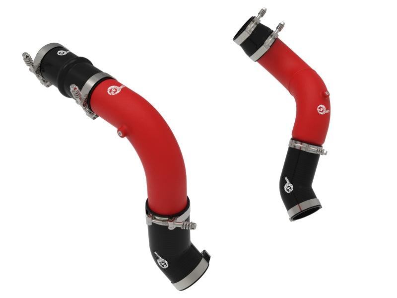 aFe BladeRunner 3in & 3-1/2in AL Hot and Cold Charge Pipe Kit Red RAM Diesel Trucks 25-26 L6-6.7L
