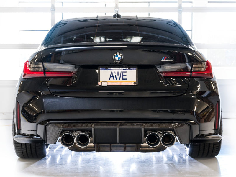 AWE Tuning Track Edition Cat-Back Exhaust for BMW G8X M3/M4 - Chrome Silver Tips