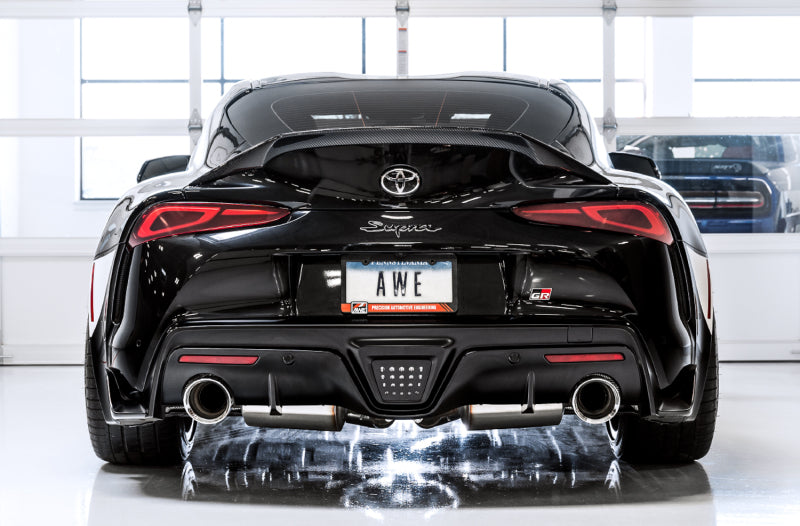 AWE Tuning 2020 Toyota Supra A90 Non-Resonated Touring Edition Exhaust - 5in Diamond Black Tips