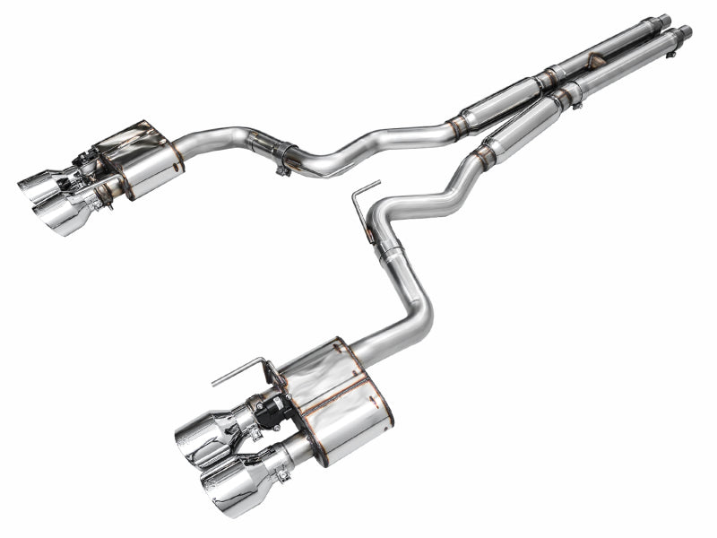 AWE 2024 Ford Mustang Dark Horse S650 RWD SwitchPath Cat-Back Exhaust w/ Quad Chrome Silver Tips
