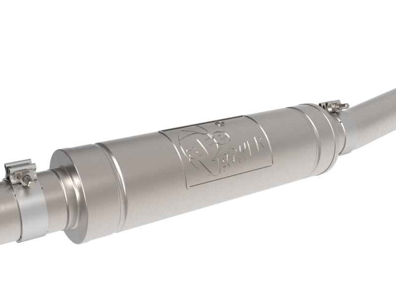 aFe Rebel Series 3in 304 Stainless Middle-Side Exit System Polished Toyota Hilux 15-26 L4-2.4/2.8L