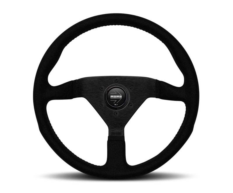 Momo Montecarlo Alcantara Steering Wheel 350 mm - Black/Red Stitch/Black Spokes