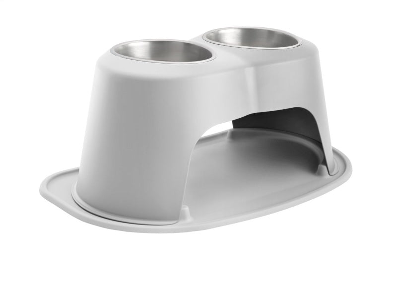 WeatherTech Pet Feeding System Double High 64oz 12in. Stainless Bowl - Light Grey