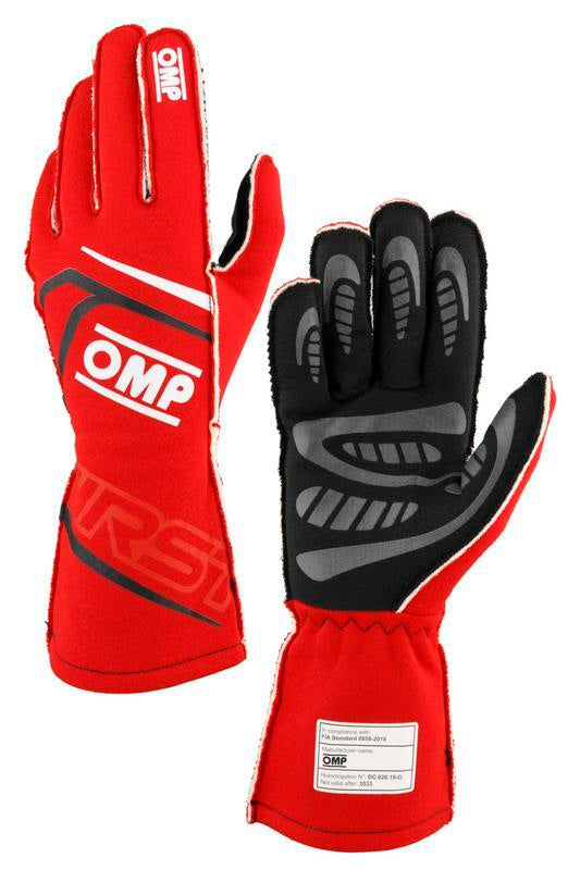 OMP FIRST GLOVES FIA 8856-2018 MY2025 BLACK SZ XL