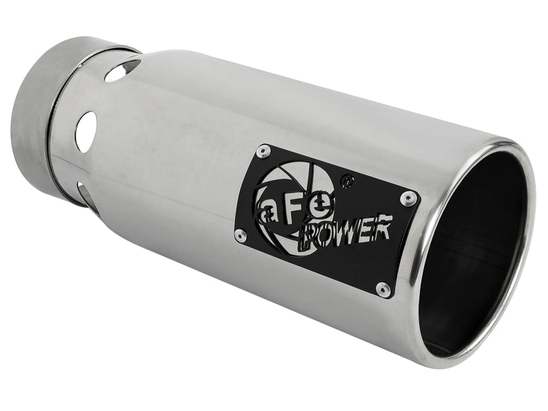 aFe SATURN 4S 4in SS Intercooled Exhaust Tip - Polished 4in In x 5in Out x 12in L Bolt-On