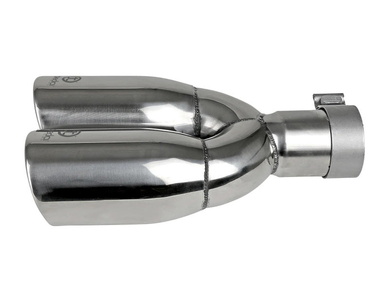 aFe Takeda 304 Stainless Steel Clamp-on Exhaust Tip Polished 2-1/2ininlet x 3-1/2in Outlet X 12in L