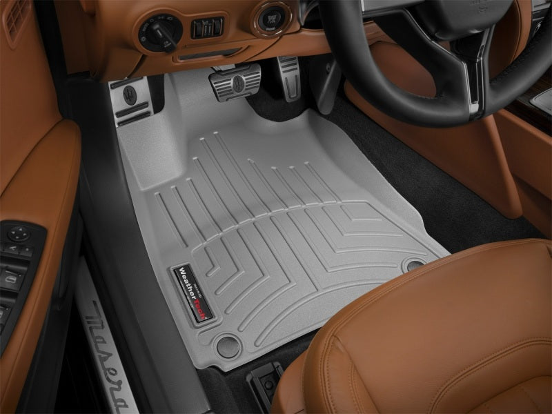 WeatherTech 2016 + Maserati Ghibli Rear Wheel Drive Style 1 Grommet Front FloorLiner - Grey