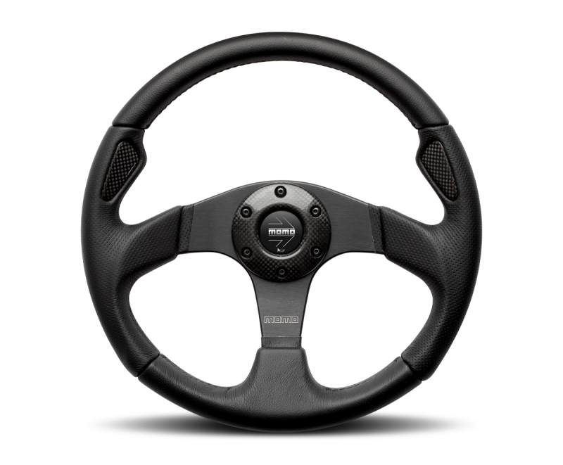 Momo Montecarlo Steering Wheel 320 mm - Black Leather/Red Stitch/Black Spokes