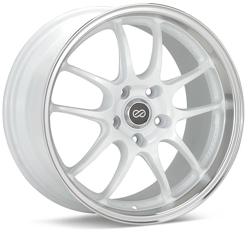 Enkei PF01SS 17x9 5x114.3 60mm Offset 75mm Bore Diameter White w/ Machined Lip Wheel