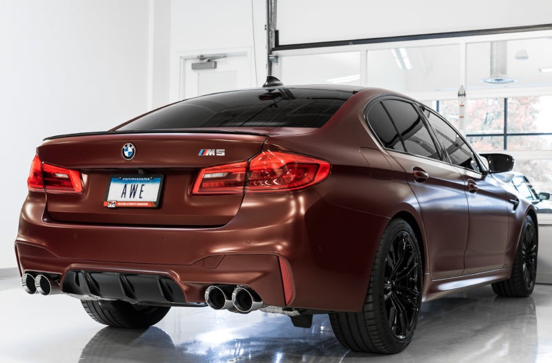 AWE Tuning 18-19 BMW M5 (F90) 4.4T AWD SwitchPath Axle-Back Exhaust - Diamond Black Tips