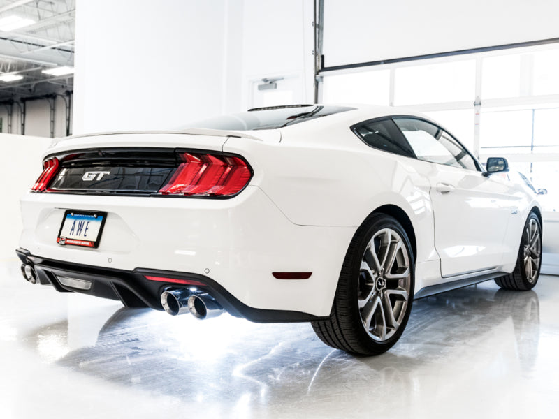 AWE Tuning 2018+ Ford Mustang GT (S550) Cat-Back Exhaust - Touring Edition (Quad Chrome Silver Tips)