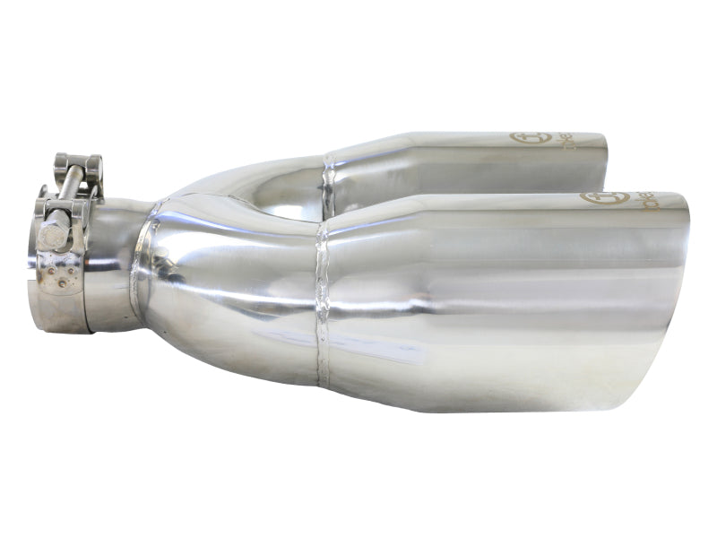 aFe Takeda 2.5in 304 Stainless Steel Clamp-on Tip Passenger Side 2.5in Inlet 4inDual - Polished