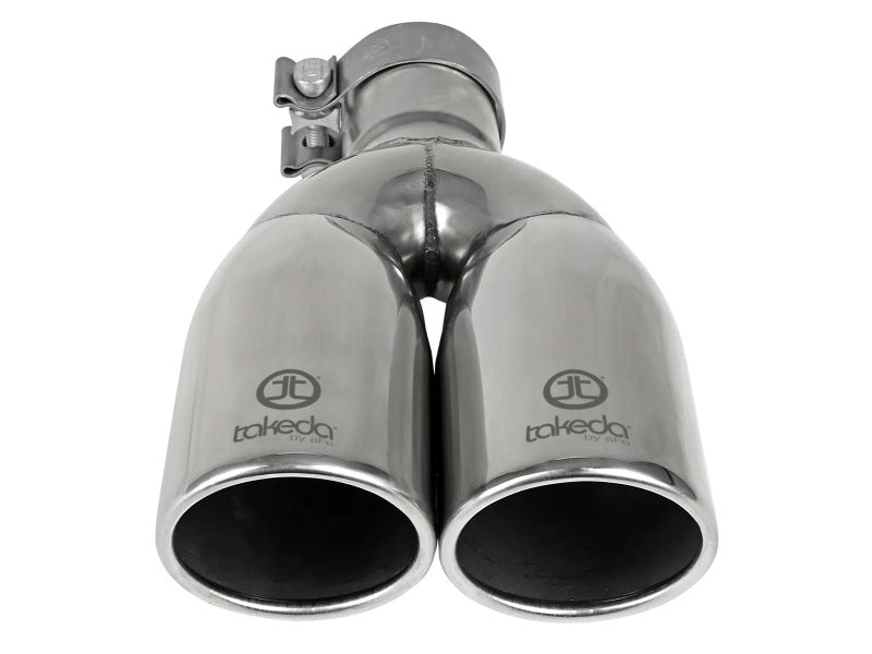 aFe Takeda 304 Stainless Steel Clamp-on Exhaust Tip Polished 2-1/2ininlet x 3-1/2in Outlet X 12in L