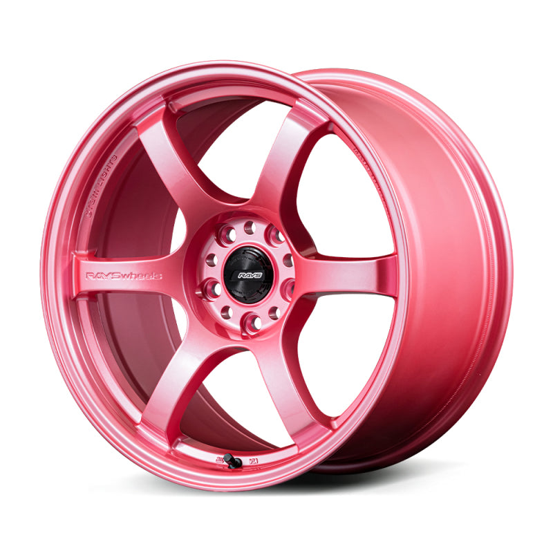 Gram Lights 57CR 18x10.5 +12 5x114.3 Sakura Pink Wheel (w/ Center Cap & No. 21 BK Air Valve)