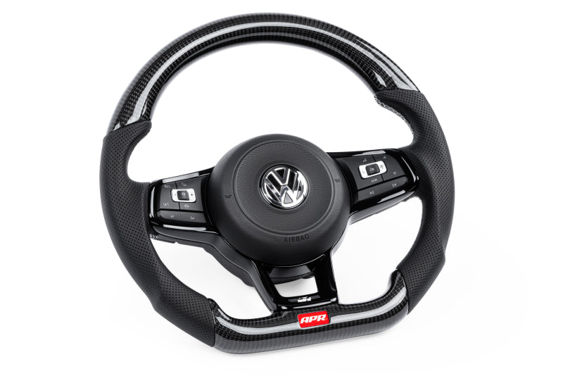 APR 15-26 Volkswagen Golf R/GTI/Jetta (MK7) Carbon Fiber/Silver Stitch Steering Wheel (For Paddles)