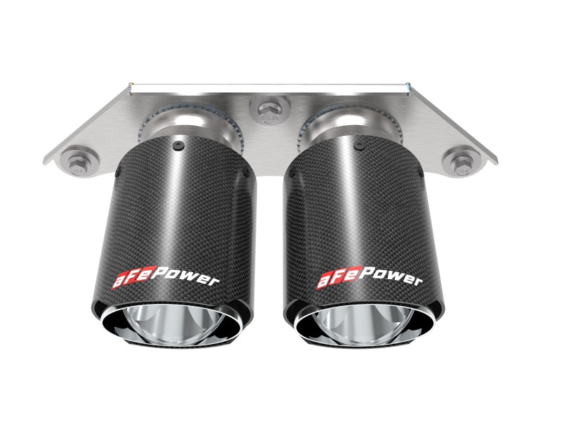 aFe Power Mach Force Xp 4in 304 SS Bolt-On Exhaust Tips Carbon Fiber 14-19 Porsche 911 GT3 3.8L/4.0L