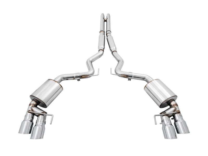 AWE Tuning 2018+ Ford Mustang GT (S550) Cat-Back Exhaust - Touring Edition (Quad Chrome Silver Tips)