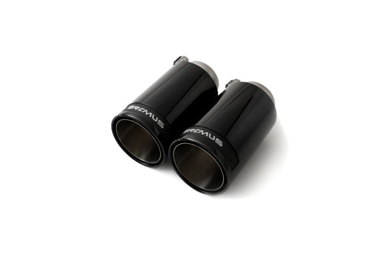 Remus Stainless Steel 98mm Black Chrome Straight w/Carbon Insert Tail Pipe Set (Pair)
