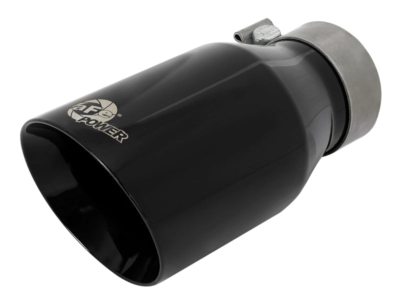 aFe MACH Force-Xp Univ 304 SS Double-Wall Clamp-On Exhaust Tip - Black - 3in Inlet - 4.5in Outlet