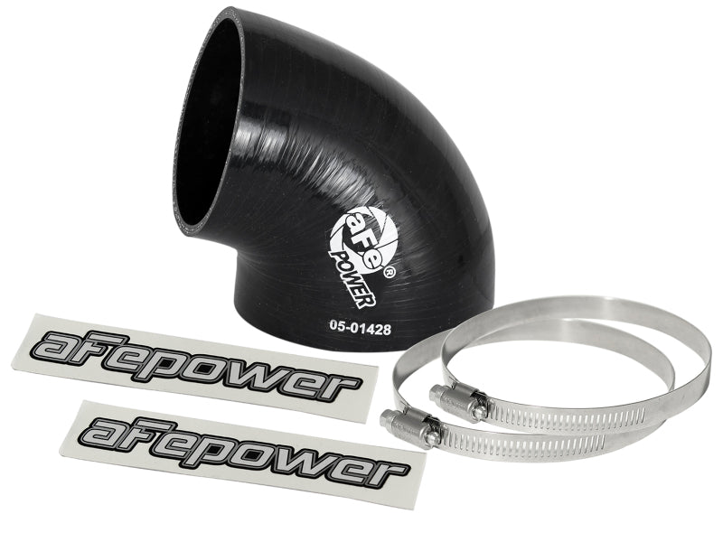 aFe Magnum FORCE CAI Univ. Silicone (3.5in to 3in ID / 75 Deg.) Elbow Reducing Coupler - Black