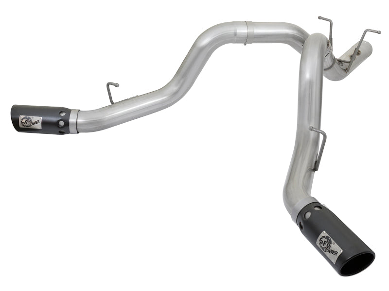 aFe ATLAS 4in DPF-Back Alum Steel Exhaust System w/Dual Exit Black Tip 2017 GM Duramax 6.6L (td)