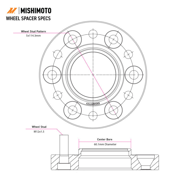 Mishimoto Wheel Spacers - 5x114.3 - 60.1 - 30 - M12 - Black