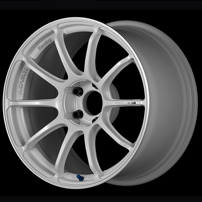 Advan RSIII 18x8.0 / +45 Offset / 5x114.3 / 73mm Bore / Racing White Metallic and Ring