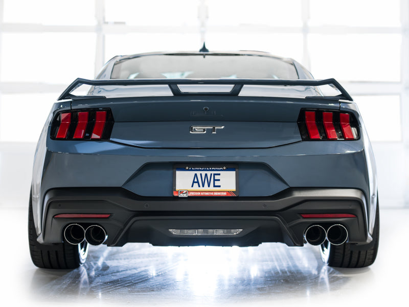 AWE 2024 Ford Mustang GT Fastback S650 RWD Track Edition Cat-Back Exhaust w/ Quad Chrome Silver Tips