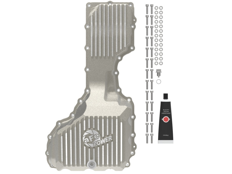 aFe GM Diesel Trucks 17-19 V8-6.6L L5P POWER Street Series Engine Oil Pan Raw w/ Machined Fins
