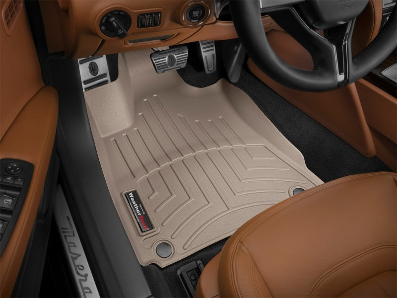 WeatherTech 2016+ Maserati Quattroporte Front FloorLiner - Tan (2 Grommet Style)