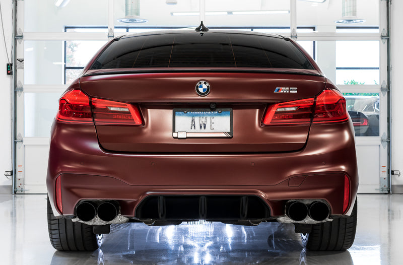AWE Tuning 18-19 BMW M5 (F90) 4.4T AWD SwitchPath Axle-Back Exhaust - Diamond Black Tips