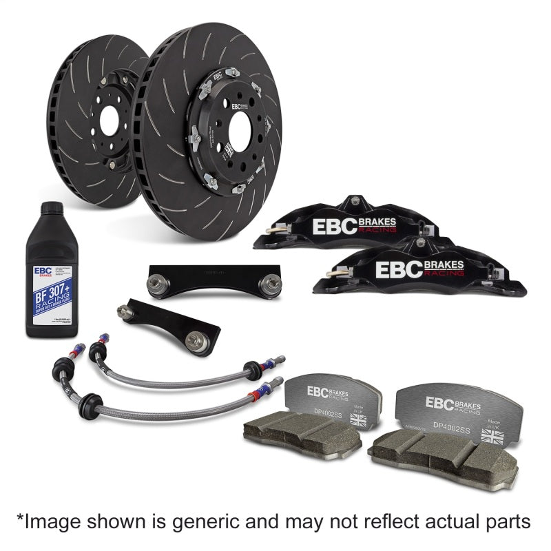 EBC Racing 12-20 Audi A3 (8V) 1.8T Black Apollo-4 Calipers 330mm Rotors Front Big Brake Kit