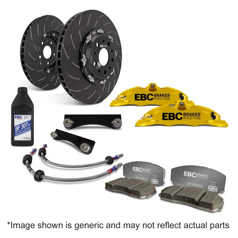 EBC Racing 10-14 Ford Mustang GT 5.0L Yellow Apollo-4 Calipers 355mm Rotors Front Big Brake Kit