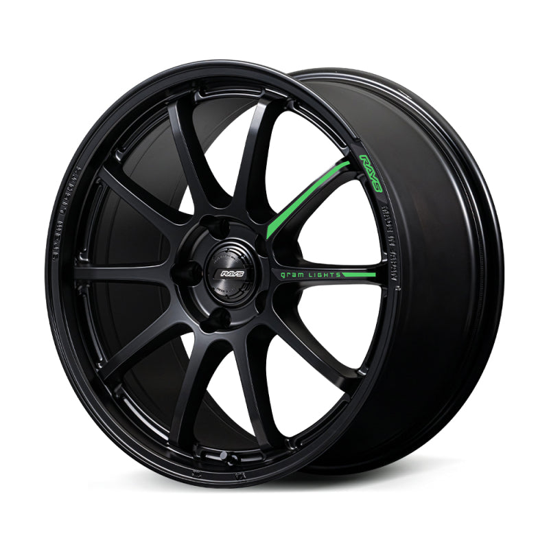 Gram Lights 57NR LIMITED II 17x7.0 +47 4-100 Semigloss Black Wheel w/ Black Cap/Stickers/Air Valve