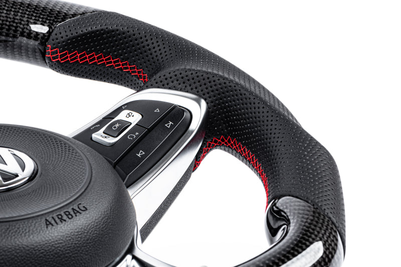 APR 15-26 Volkswagen Golf R/GTI/Jetta (MK7) Carbon Fiber/Red Stitch Steering Wheel (For Paddles)