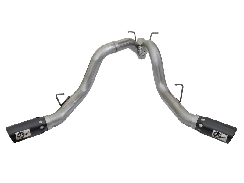 aFe LARGE BORE-HD 4in 409-SS DPF-Back Exhaust w/Dual Black Tips 2017 GM Duramax V8-6.6L (td) L5P