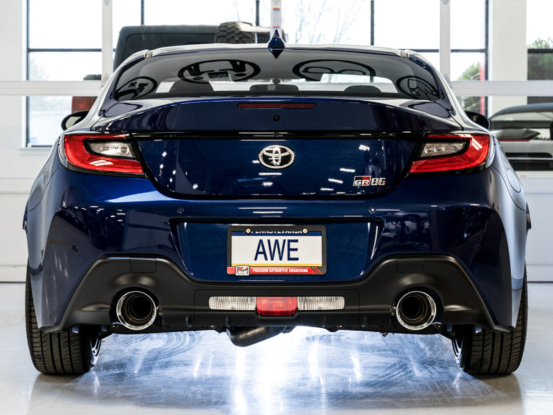 AWE Tuning Subaru BRZ/ Toyota GR86/ Toyota 86 Track Edition Cat-Back Exhaust- Chrome Silver Tips