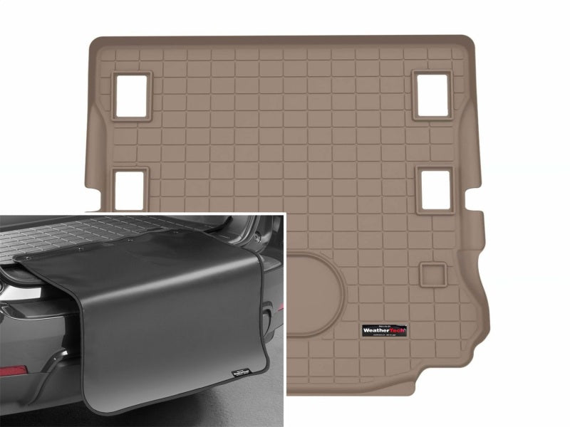 WeatherTech 2018+ Jeep Wrangler JK Cargo Liners w/ Bumper Protector - Tan(Works w/Alpine Prem-9 Spk)
