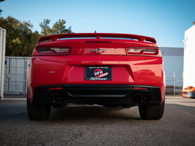 aFe POWER MACH Force-Xp 3in Axle-Back Exhaust 16-20 Chevrolet Camaro SS V8 6.2L w/o Mufflers - Black