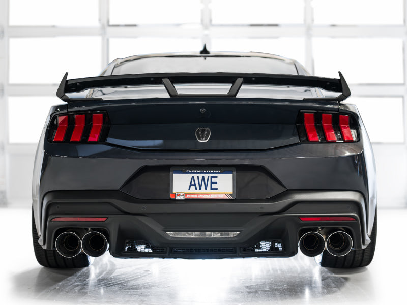 AWE 2024 Ford Mustang Dark Horse S650 RWD Track Edition Cat-Back Exhaust w/ Quad Chrome Silver Tips