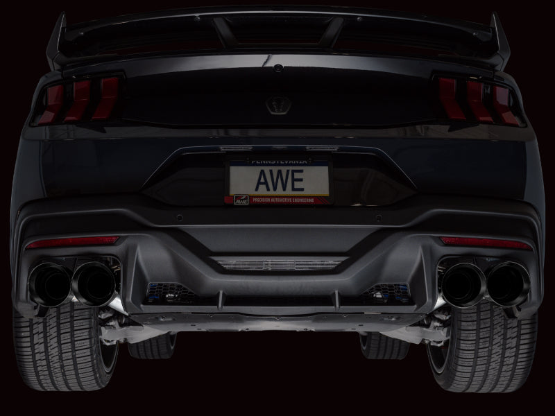 AWE 2024 Ford Mustang Dark Horse S650 RWD Track Edition Cat-Back Exhaust w/ Quad Diamond Black Tips