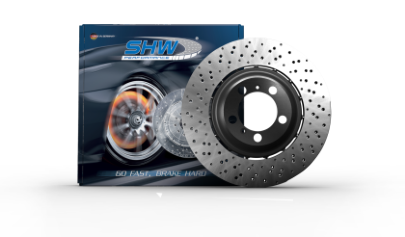 SHW 22-25 Porsche 718 Cayman GT4 RS Left Front Cross-Drilled Lightweight Brake Rotor (9GT615301M)