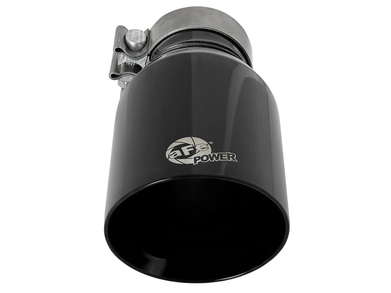 aFe MACH Force-Xp Univ 304 SS Double-Wall Clamp-On Exhaust Tip - Black - 3in Inlet - 4.5in Outlet
