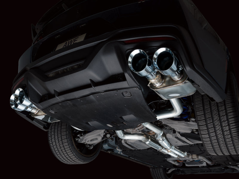 AWE 2024 Ford Mustang Dark Horse S650 RWD SwitchPath Cat-Back Exhaust w/ Quad Chrome Silver Tips