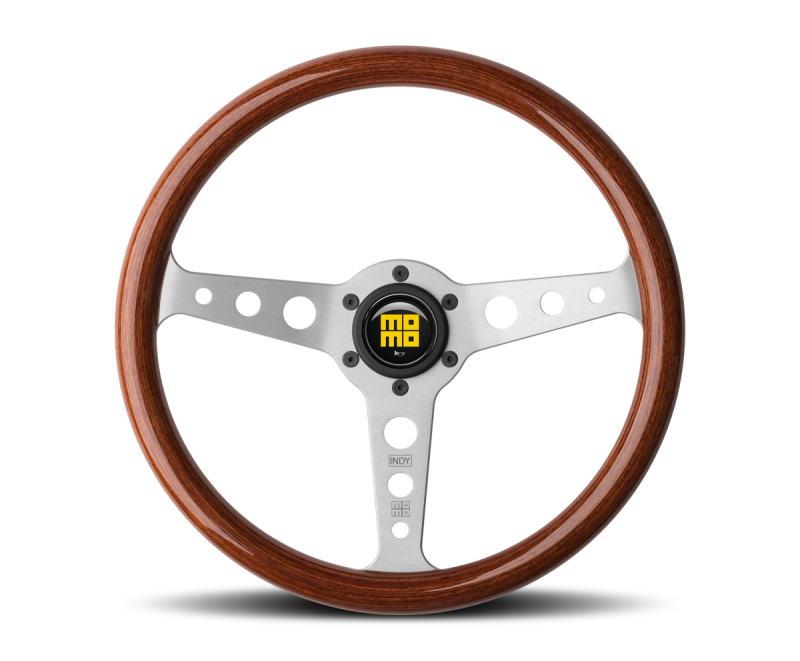Momo Indy Steering Wheel 350 mm - Mahogany Wood/Brushed Spokes