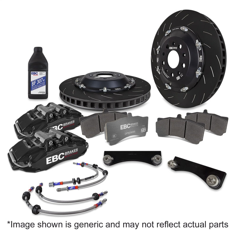 EBC Racing 09-18 Audi A6 2.0T Black Apollo-6 Calipers 380mm Rotors Front Big Brake Kit